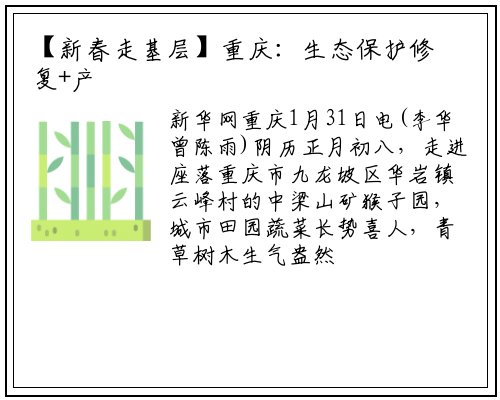 【新春走基层】重庆：生态保护修复+产业导入 废弃矿山“披绿生金”_乐鱼网页版